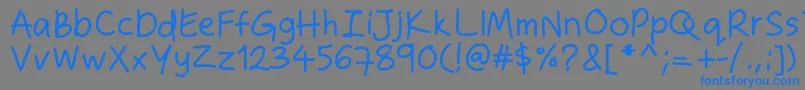 フォントZakirahshand – 灰色の背景に青い文字