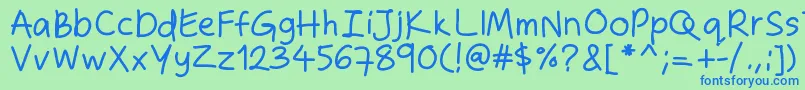 Zakirahshand Font – Blue Fonts on Green Background