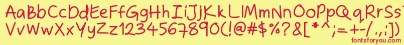 Zakirahshand Font – Red Fonts on Yellow Background