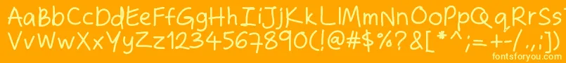 Zakirahshand-Schriftart – Gelbe Schriften auf orangefarbenem Hintergrund