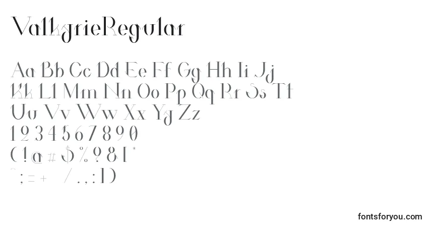 ValkyrieRegularフォント–アルファベット、数字、特殊文字