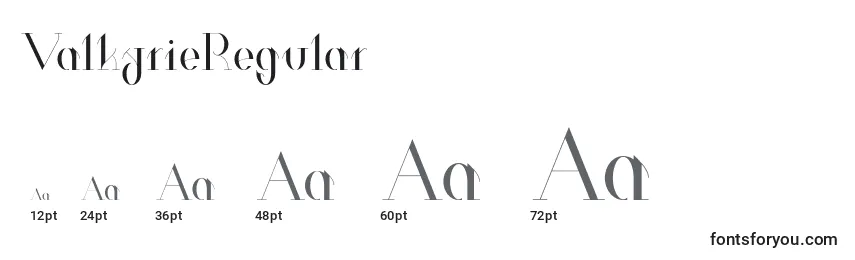 Размеры шрифта ValkyrieRegular