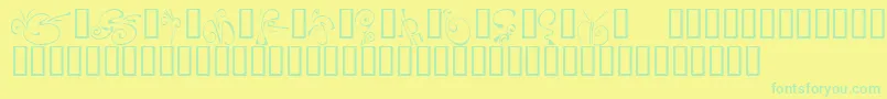 KrFleurFlair5 Font – Green Fonts on Yellow Background