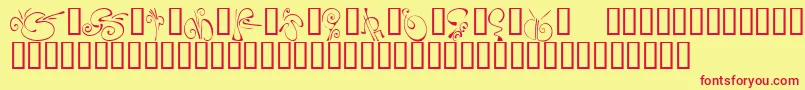 KrFleurFlair5 Font – Red Fonts on Yellow Background