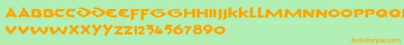 フォントCromV1 – オレンジの文字が緑の背景にあります。