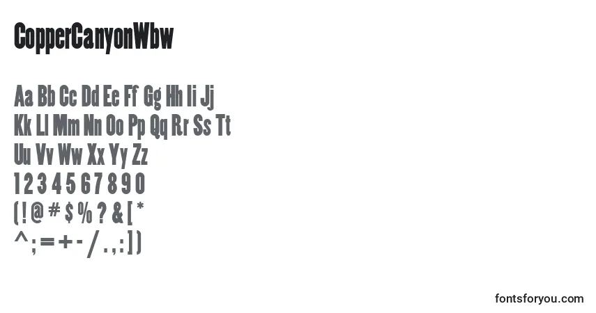 Шрифт CopperCanyonWbw – алфавит, цифры, специальные символы