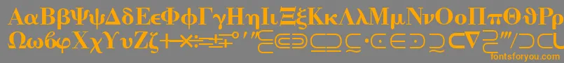 Quantapitwossk-Schriftart – Orangefarbene Schriften auf grauem Hintergrund