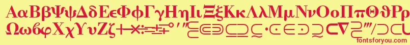 Quantapitwossk-fontti – punaiset fontit keltaisella taustalla