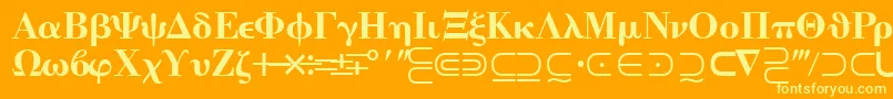Quantapitwossk-Schriftart – Gelbe Schriften auf orangefarbenem Hintergrund