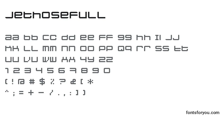Schriftart Jethosefull – Alphabet, Zahlen, spezielle Symbole