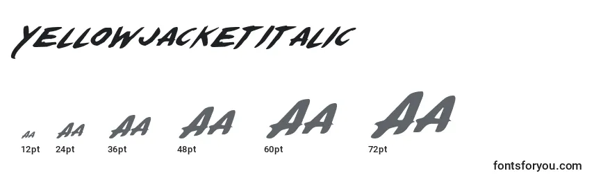 Размеры шрифта YellowjacketItalic