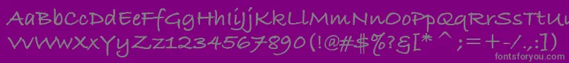 BradleyHandItcTtBold-Schriftart – Graue Schriften auf violettem Hintergrund