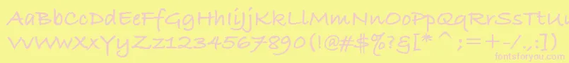 En savoir plus sur la police BradleyHandItcTtBold Police BradleyHandItcTtBold – polices roses sur fond jaune