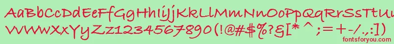 BradleyHandItcTtBold Font – Red Fonts on Green Background