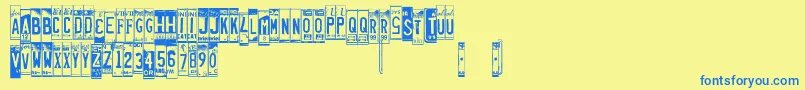 Saiba mais sobre a fonte Licenseplates Fonte Licenseplates – fontes azuis em um fundo amarelo