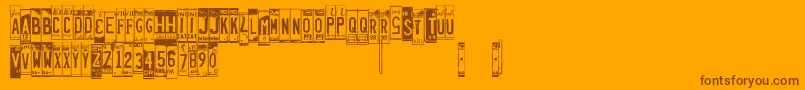 Licenseplates Font – Brown Fonts on Orange Background