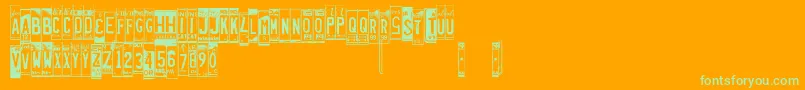 Licenseplates Font – Green Fonts on Orange Background