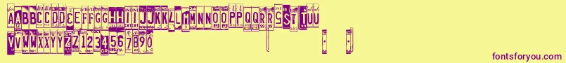 Licenseplates Font – Purple Fonts on Yellow Background