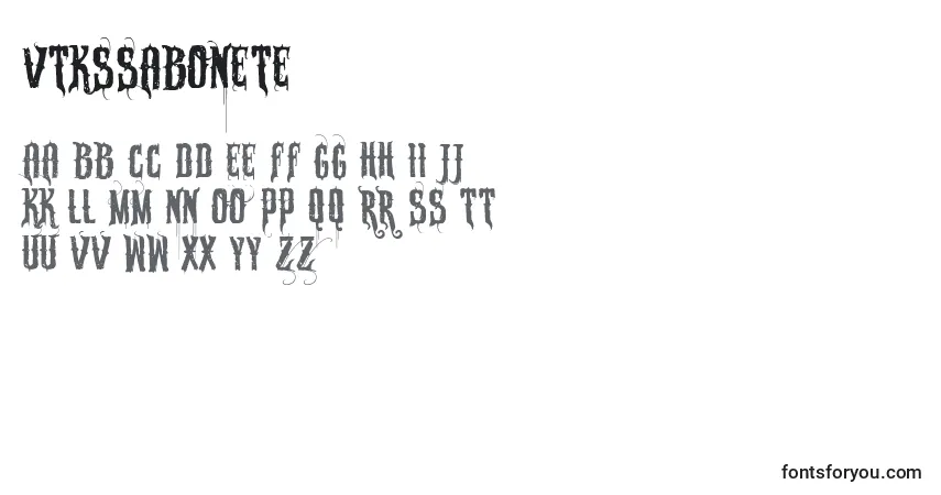 Czcionka Vtkssabonete – alfabet, cyfry, specjalne znaki