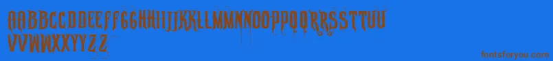 Vtkssabonete Font – Brown Fonts on Blue Background