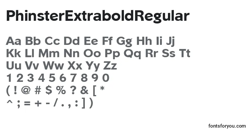 A fonte PhinsterExtraboldRegular – alfabeto, números, caracteres especiais