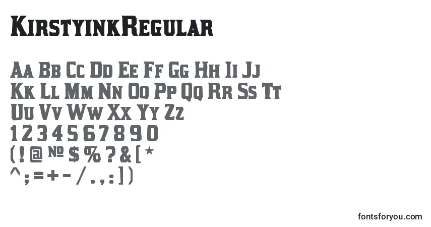 Шрифт KirstyinkRegular – алфавит, цифры, специальные символы