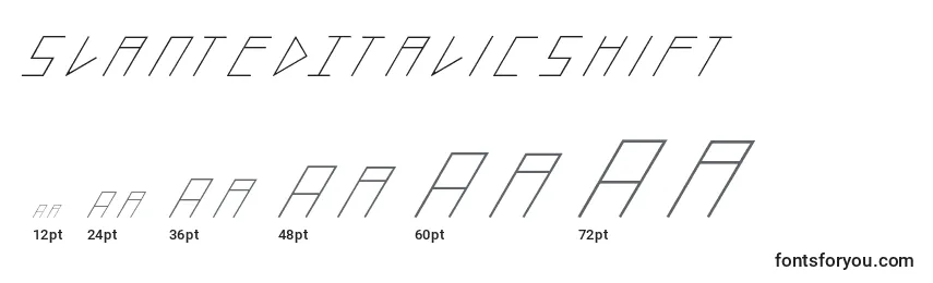 Размеры шрифта SlantedItalicShift