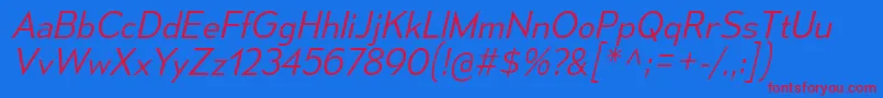 MesmerizeLtIt Font – Red Fonts on Blue Background