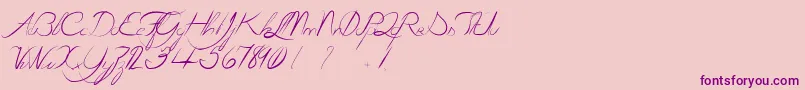 LaGrenouilleVerteQuiDevientTouteRouge-Schriftart – Violette Schriften auf rosa Hintergrund