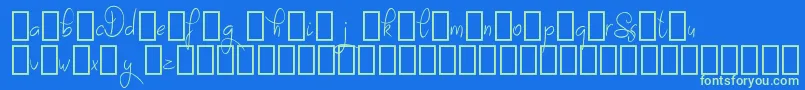 SayesDemo-Schriftart – Grüne Schriften auf blauem Hintergrund