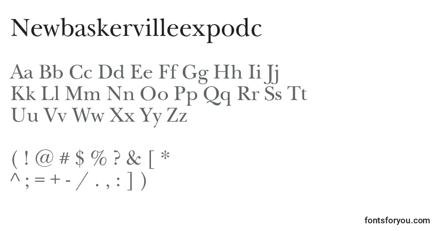 A fonte Newbaskervilleexpodc – alfabeto, números, caracteres especiais