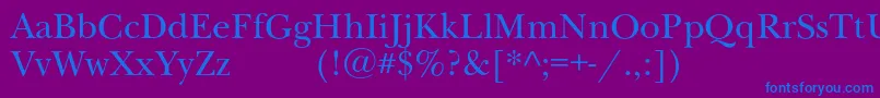 Newbaskervilleexpodc-Schriftart – Blaue Schriften auf violettem Hintergrund