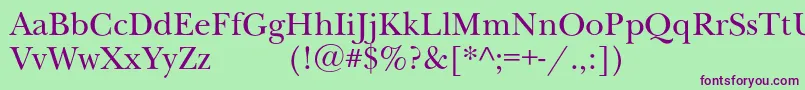 Newbaskervilleexpodc-fontti – violetit fontit vihreällä taustalla