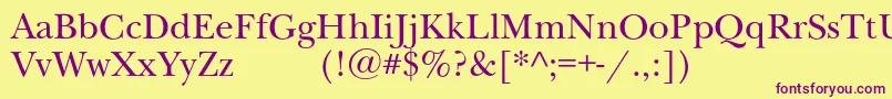 Шрифт Newbaskervilleexpodc – фиолетовые шрифты на жёлтом фоне