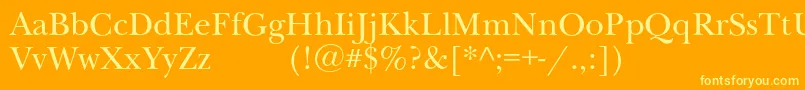Newbaskervilleexpodc-fontti – keltaiset fontit oranssilla taustalla