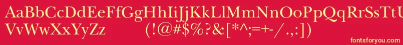 Newbaskervilleexpodc-fontti – keltaiset fontit punaisella taustalla