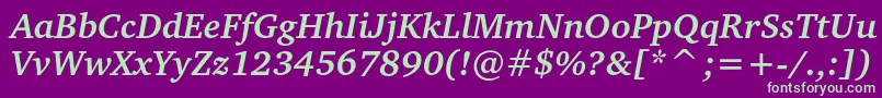 ChartercBolditalic Font – Green Fonts on Purple Background