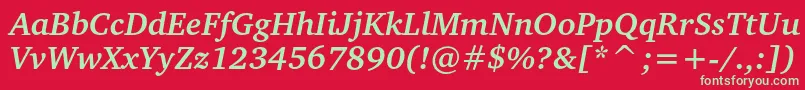 フォントChartercBolditalic – 赤い背景に緑の文字