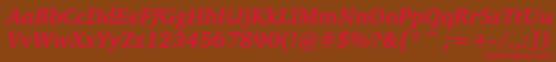 フォントChartercBolditalic – 赤い文字が茶色の背景にあります。
