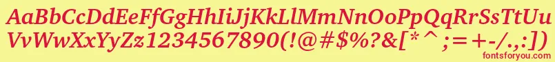 フォントChartercBolditalic – 赤い文字の黄色い背景