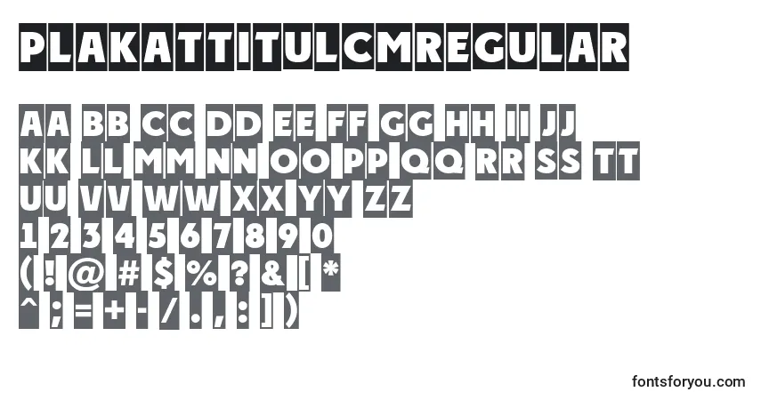 A fonte PlakattitulcmRegular – alfabeto, números, caracteres especiais