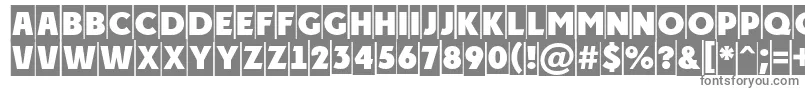 PlakattitulcmRegular-fontti – harmaat kirjasimet valkoisella taustalla