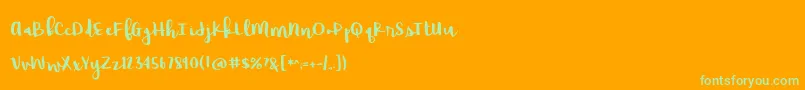 BmdRaspberryMoonshine-fontti – vihreät fontit oranssilla taustalla