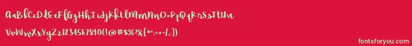 BmdRaspberryMoonshine Font – Green Fonts on Red Background