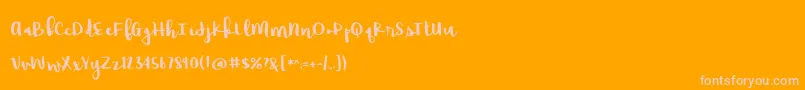 BmdRaspberryMoonshine-Schriftart – Rosa Schriften auf orangefarbenem Hintergrund