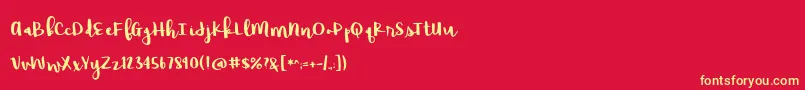 BmdRaspberryMoonshine Font – Yellow Fonts on Red Background