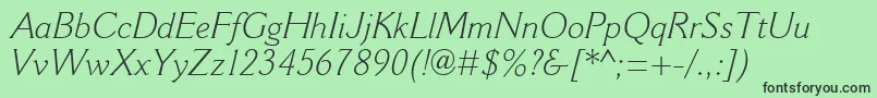 フォントCantoriaMtLightItalic – 緑の背景に黒い文字