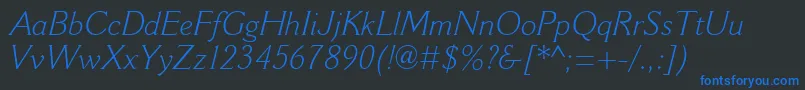 CantoriaMtLightItalic Font – Blue Fonts on Black Background