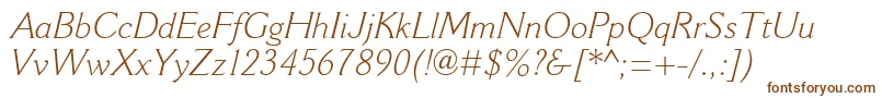 CantoriaMtLightItalic-fontti – ruskeat fontit valkoisella taustalla