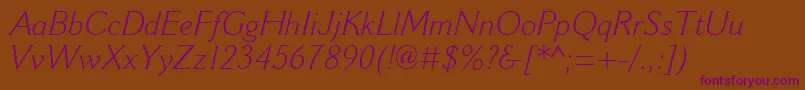CantoriaMtLightItalic Font – Purple Fonts on Brown Background